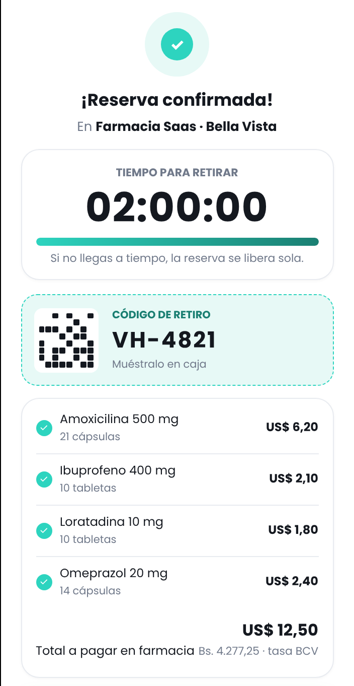Reserva de medicamentos con contador de 2 horas